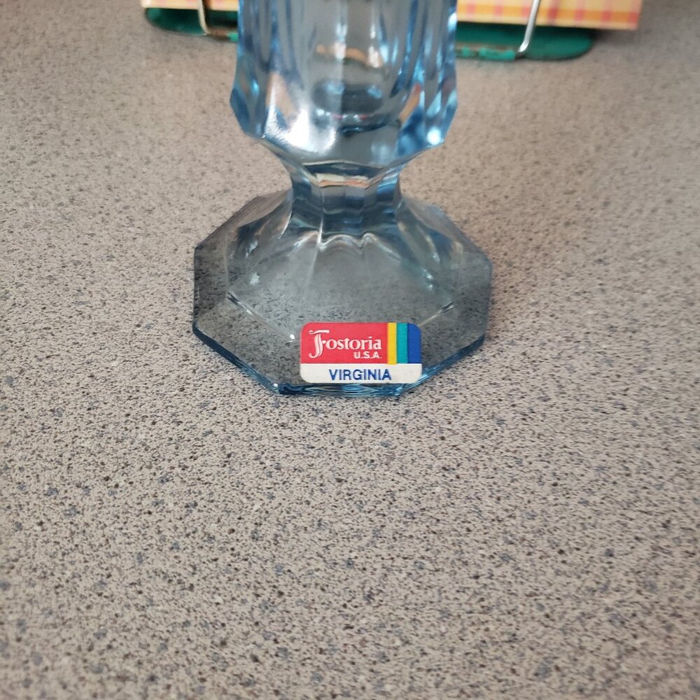 Vintage Fostoria Blue   Glass Vase - Picture 2 of 5